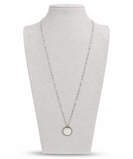 Silver Beaded Disc Necklace